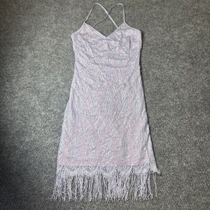 Hourglass Fairycore Lace Fringe Dress Medium Lilac EDC Festival Outfit Y2K